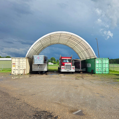 40'x40'x15' Double Truss Shipping Container Canopy Shelter