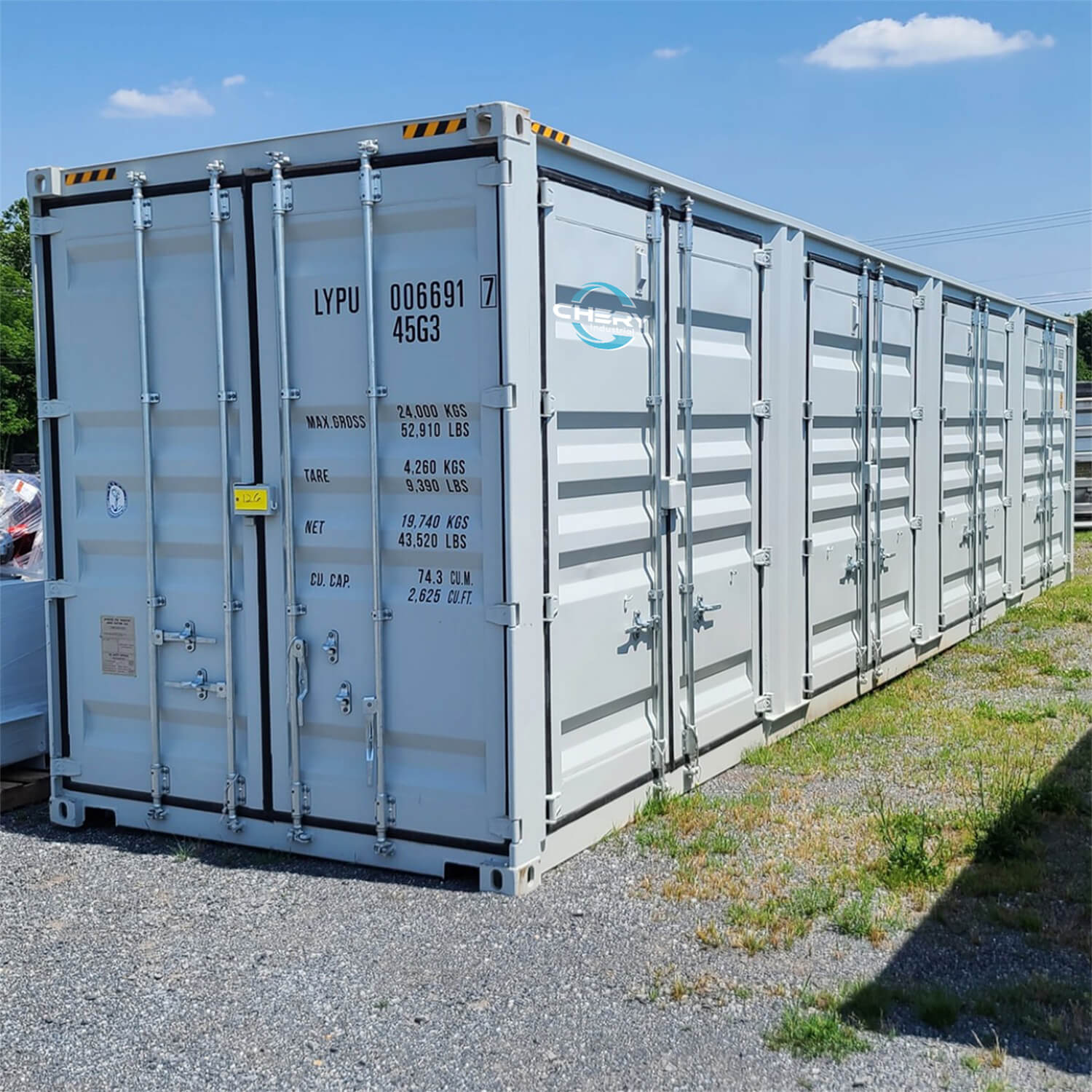 4cy Container 40ft High Cube Container with 4 Side Doors, with Logo