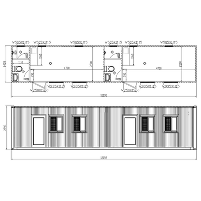 40ft Container House with 2 Bedroom and 2 Bathroom
