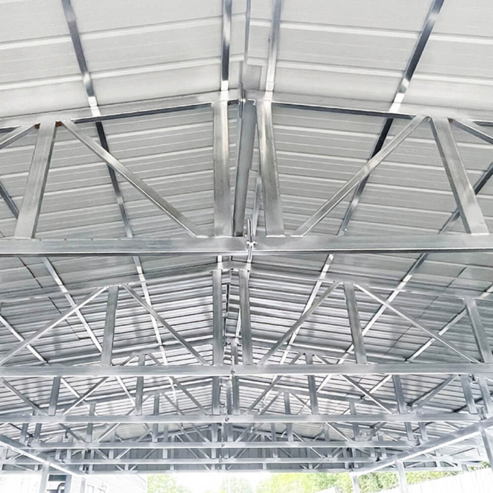 Metal roof trusses of a building#color_White