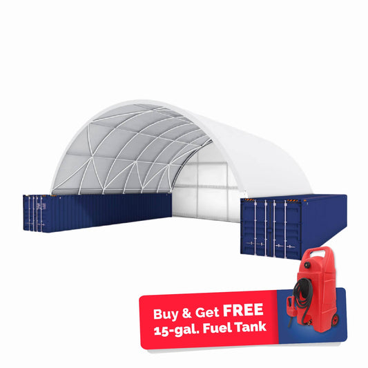 40x40x13 ft Container Shelter with Closed Back Panel-Independence Day Sale