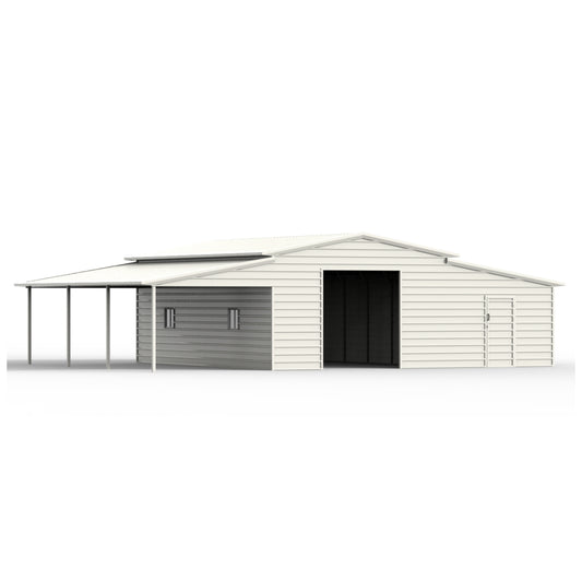 42' x 30' Vertical Steel Garage With Lean-to