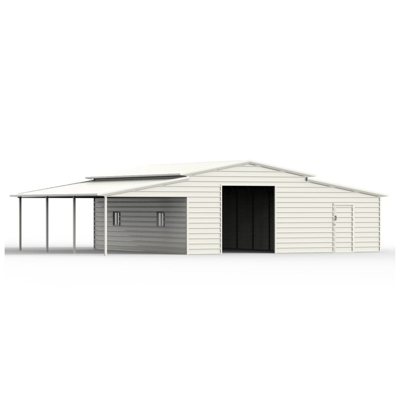 42' x 30' Vertical Steel Garage With Lean-to