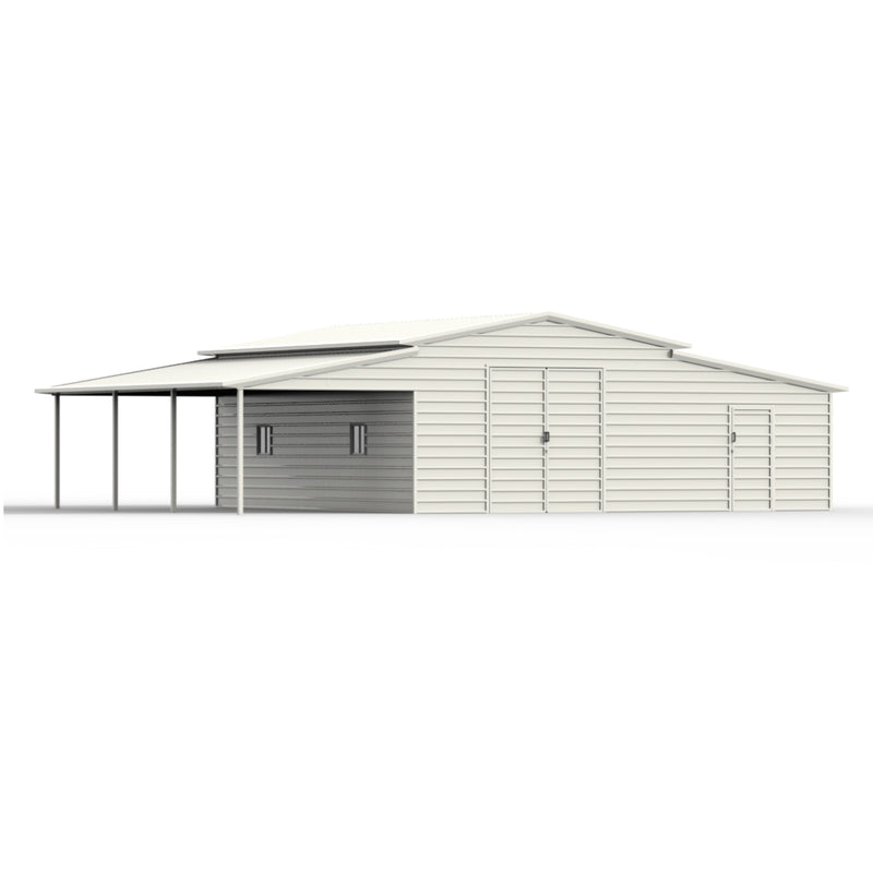 42' x 30' Vertical Steel Garage With Lean-to