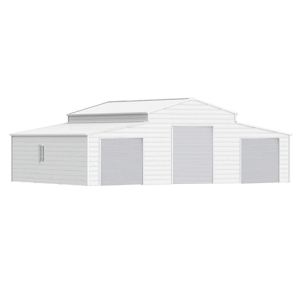 White storage shed with a slanted roof on a white background#color_White