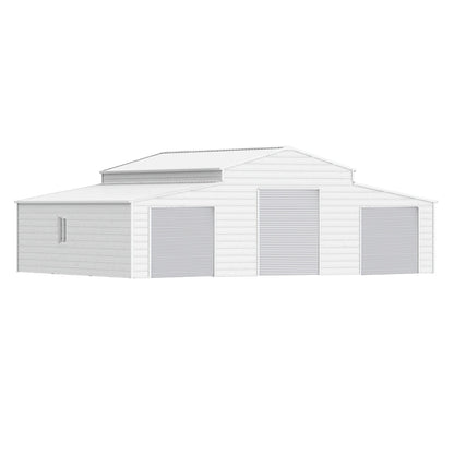 White storage shed with a slanted roof on a white background#color_White
