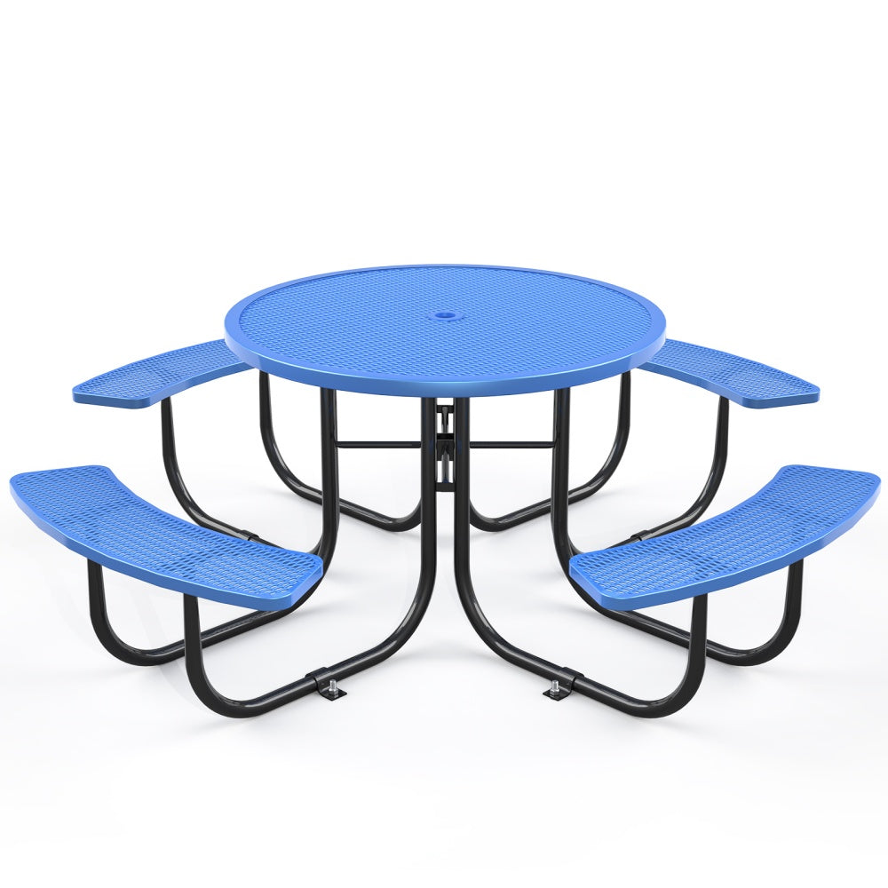46" Round Picnic Table With Umbrella Hole#Color_blue