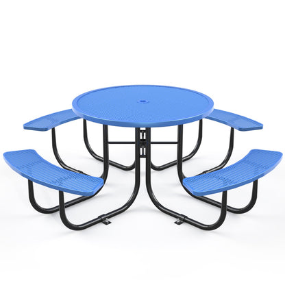 46" Round Picnic Table With Umbrella Hole#Color_blue