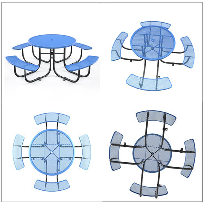 46" Round Picnic Table With Umbrella Hole#Color_blue