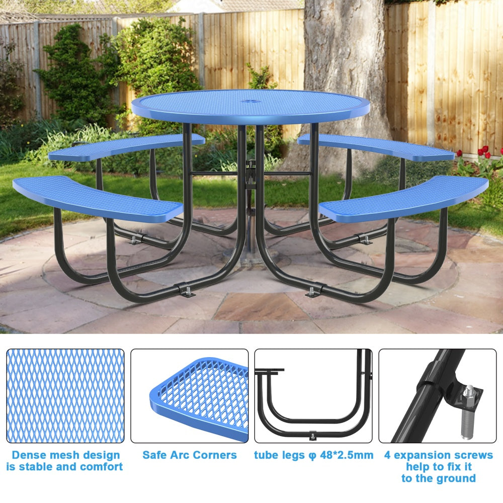 46" Round Picnic Table With Umbrella Hole