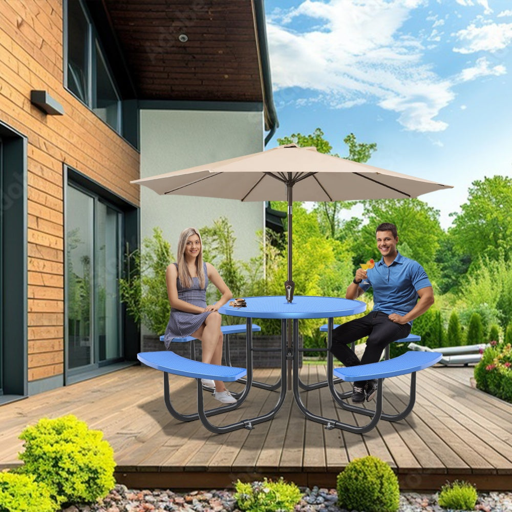 46" Round Picnic Table With Umbrella Hole