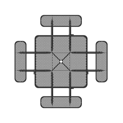 46" Square Picnic Table With Umbrella Hole#Color_black