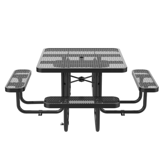 46" Square Picnic Table With Umbrella Hole#Color_black