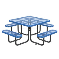 46" Square Picnic Table With Umbrella Hole#Color_blue