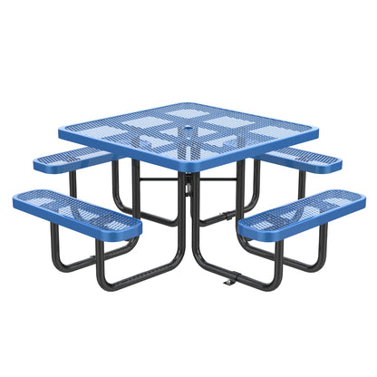 46" Square Picnic Table With Umbrella Hole#Color_blue
