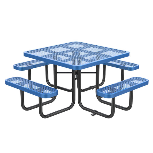 46" Square Picnic Table With Umbrella Hole#Color_blue