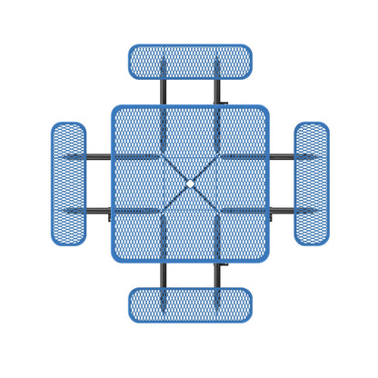 46" Square Picnic Table With Umbrella Hole#Color_blue
