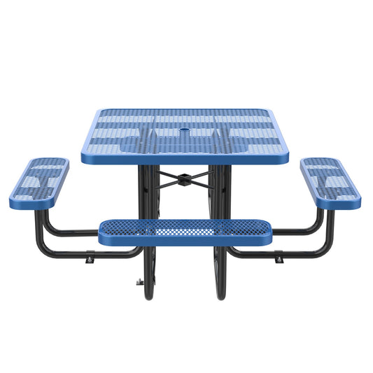 46" Square Picnic Table With Umbrella Hole#Color_blue