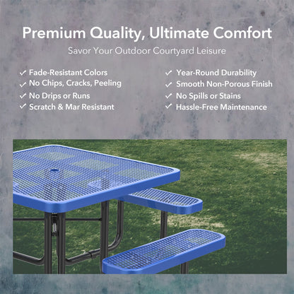 46" Square Picnic Table With Umbrella Hole#Color_blue