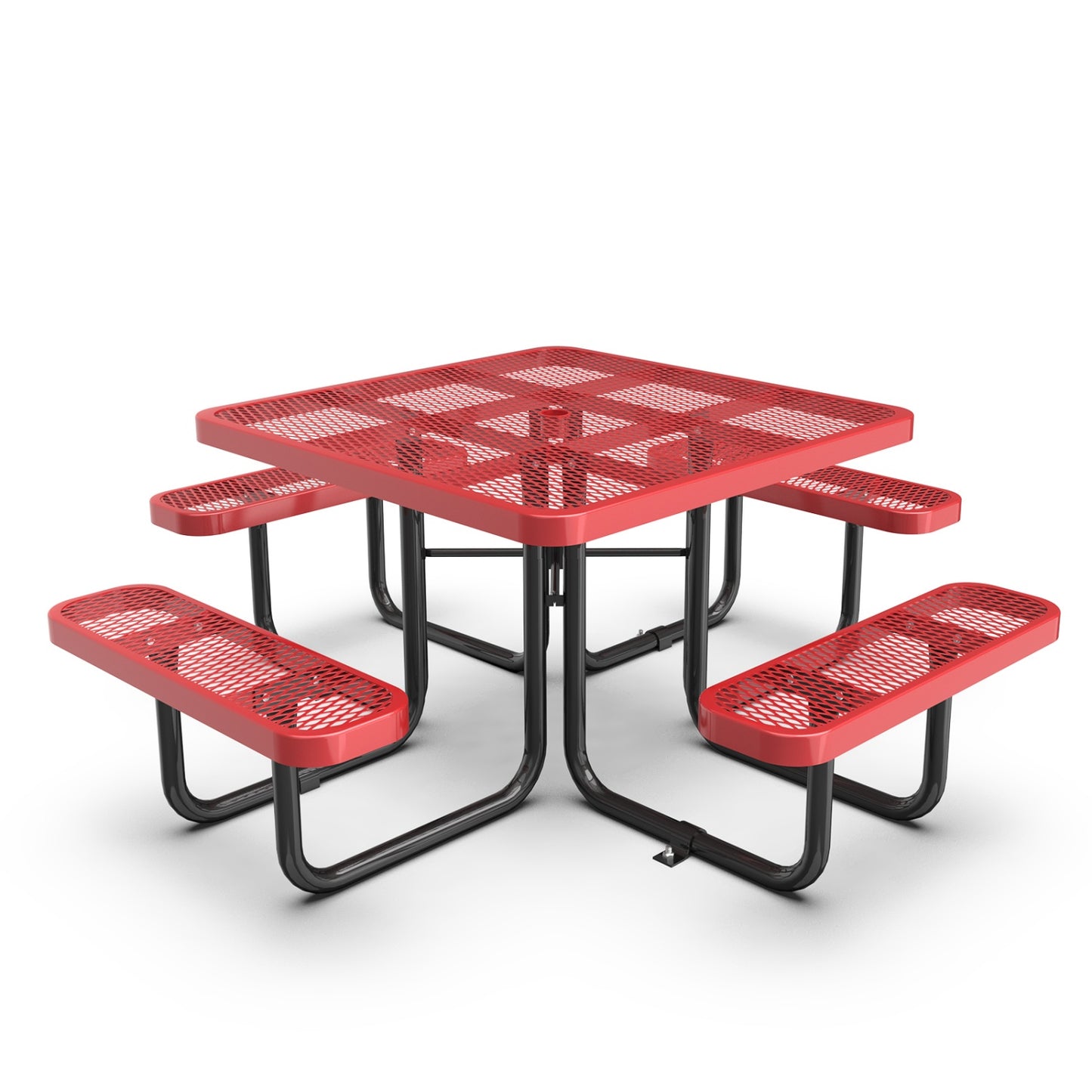 46" Square Picnic Table With Umbrella Hole#color_red