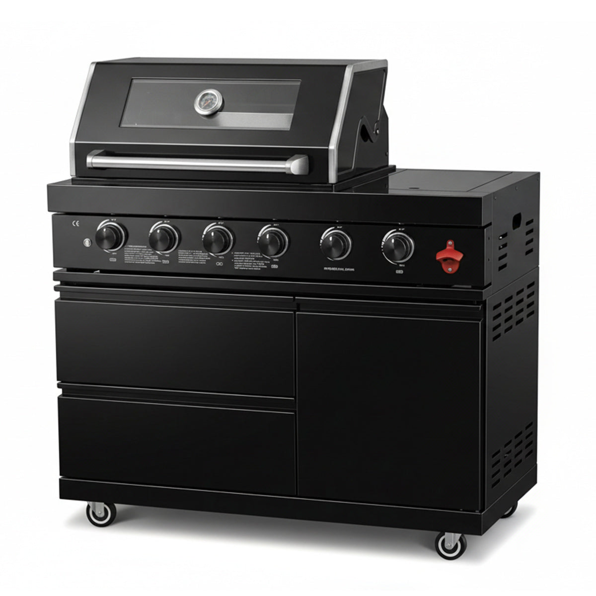 46"  Four Burners Black Outdoor Kitchen Islands Grill 