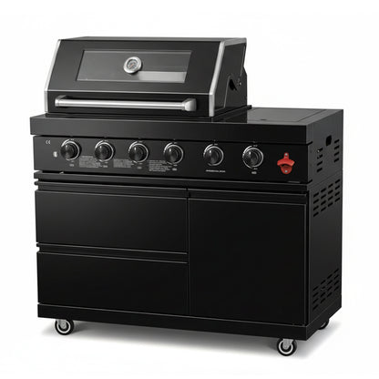 46"  Four Burners Black Outdoor Kitchen Islands Grill 