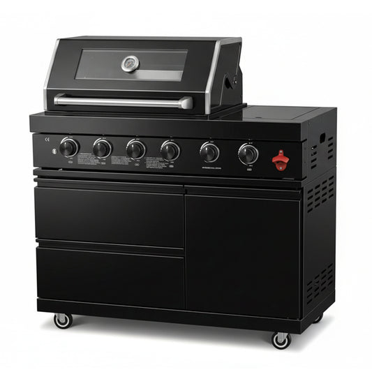46"  Four Burners Black Outdoor Kitchen Islands Grill 