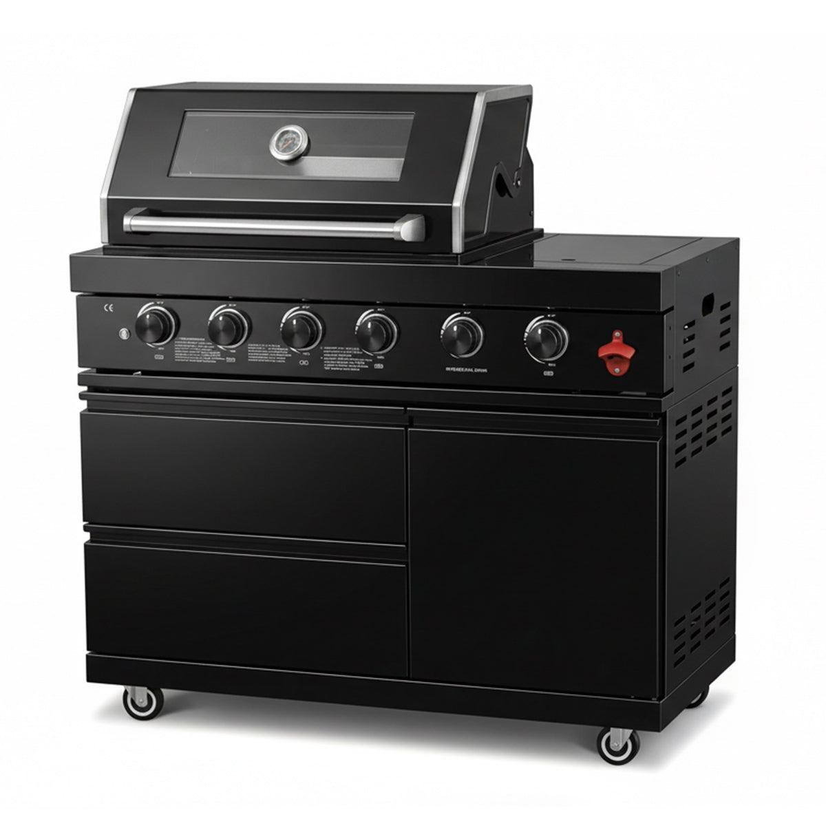 49" Black 4-Burner Outdoor Kitchen Islands Grill Side Burner