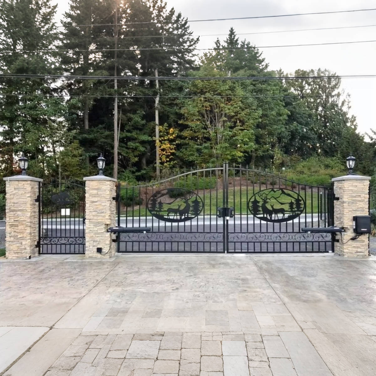 4x8 ft Steel Dual Swing Driveway Gate