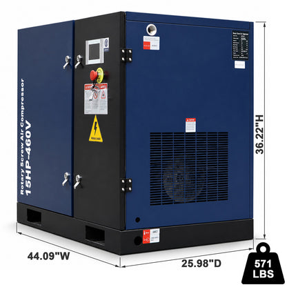 Dimension and weight of a 15HP-460V screw air compressor 