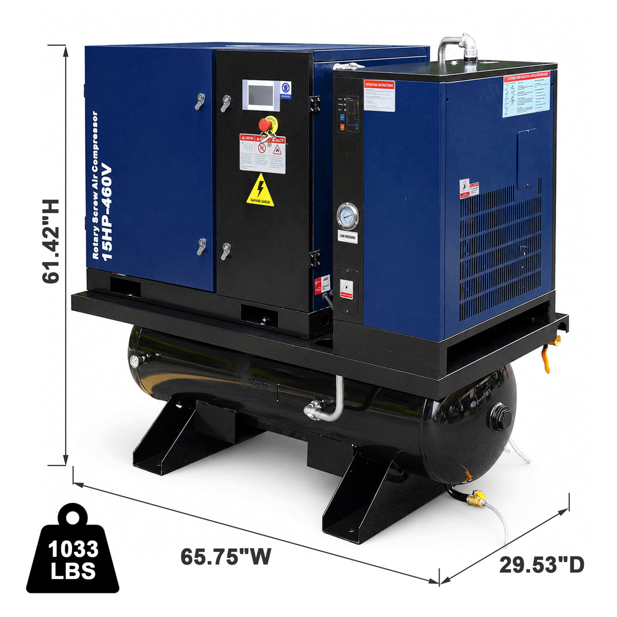56CFM-15HP-Rotary-Screw-Air-Compressor-with-Dryer