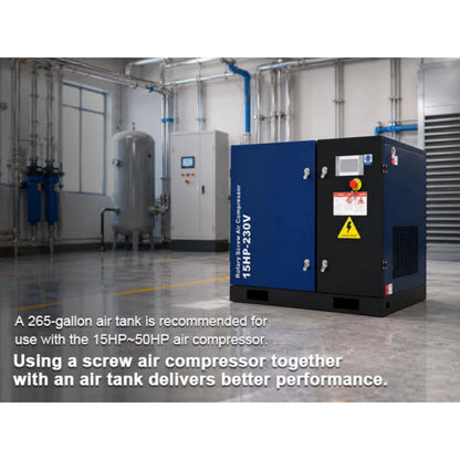 56CFM Rotary Screw Air Compressor, 15HP, 125PSI, 230V 3PHASE 60HZ
