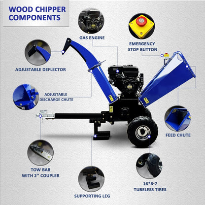 5" 15 HP 420cc Gas Powered E-start Wood Chipper