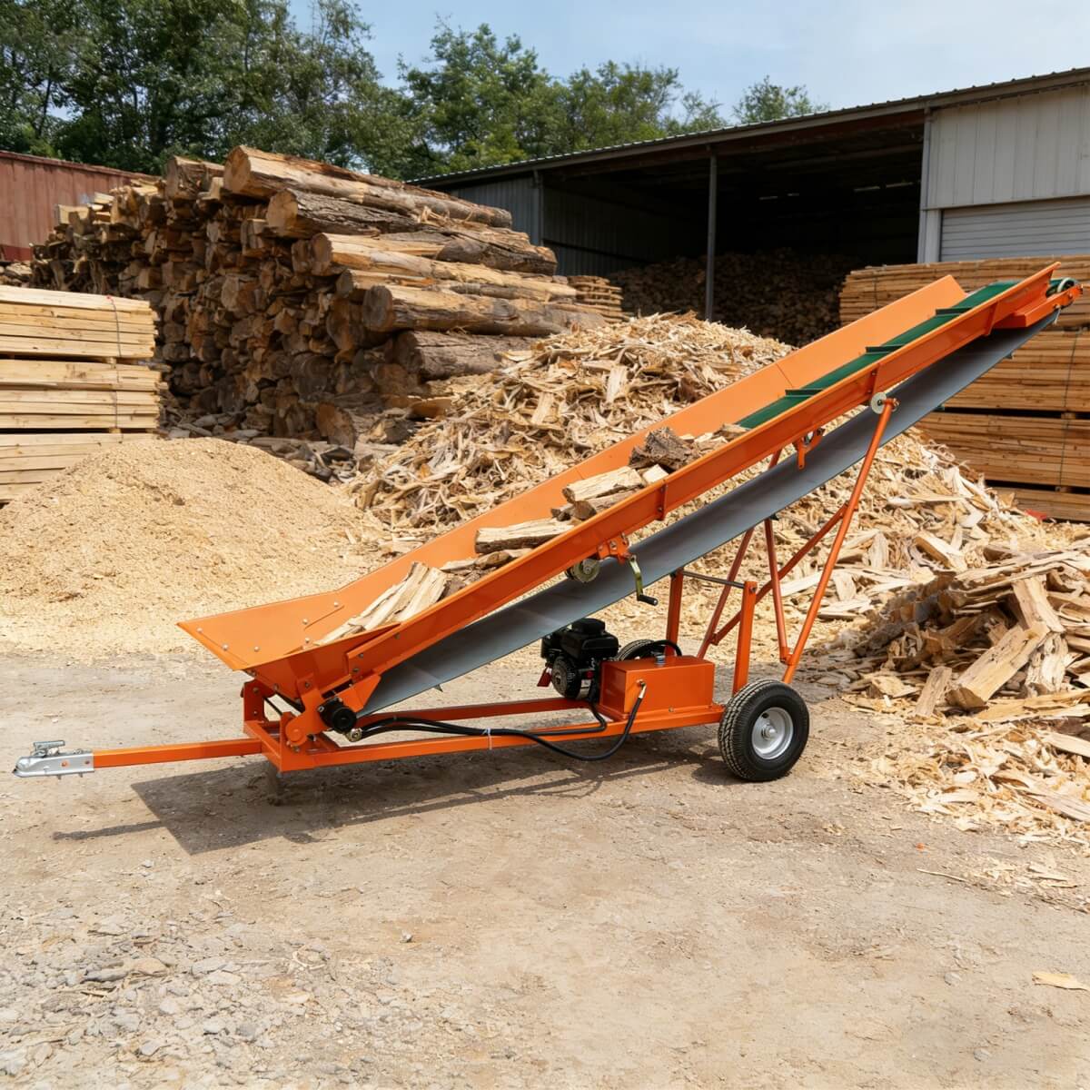 6.5HP Firewood Conveyor Max. 9.3ft Lift Height with B&S Engine and 19.7" PVC Belt