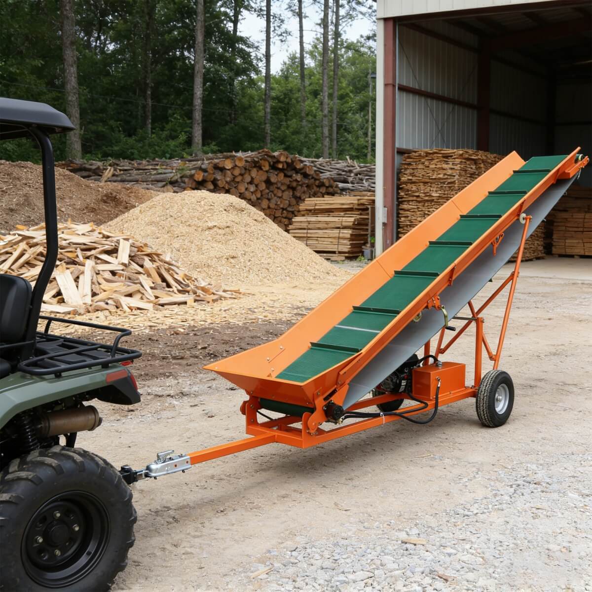 6.5HP Firewood Conveyor Max. 9.3ft Lift Height with B&S Engine and 19.7" PVC Belt
