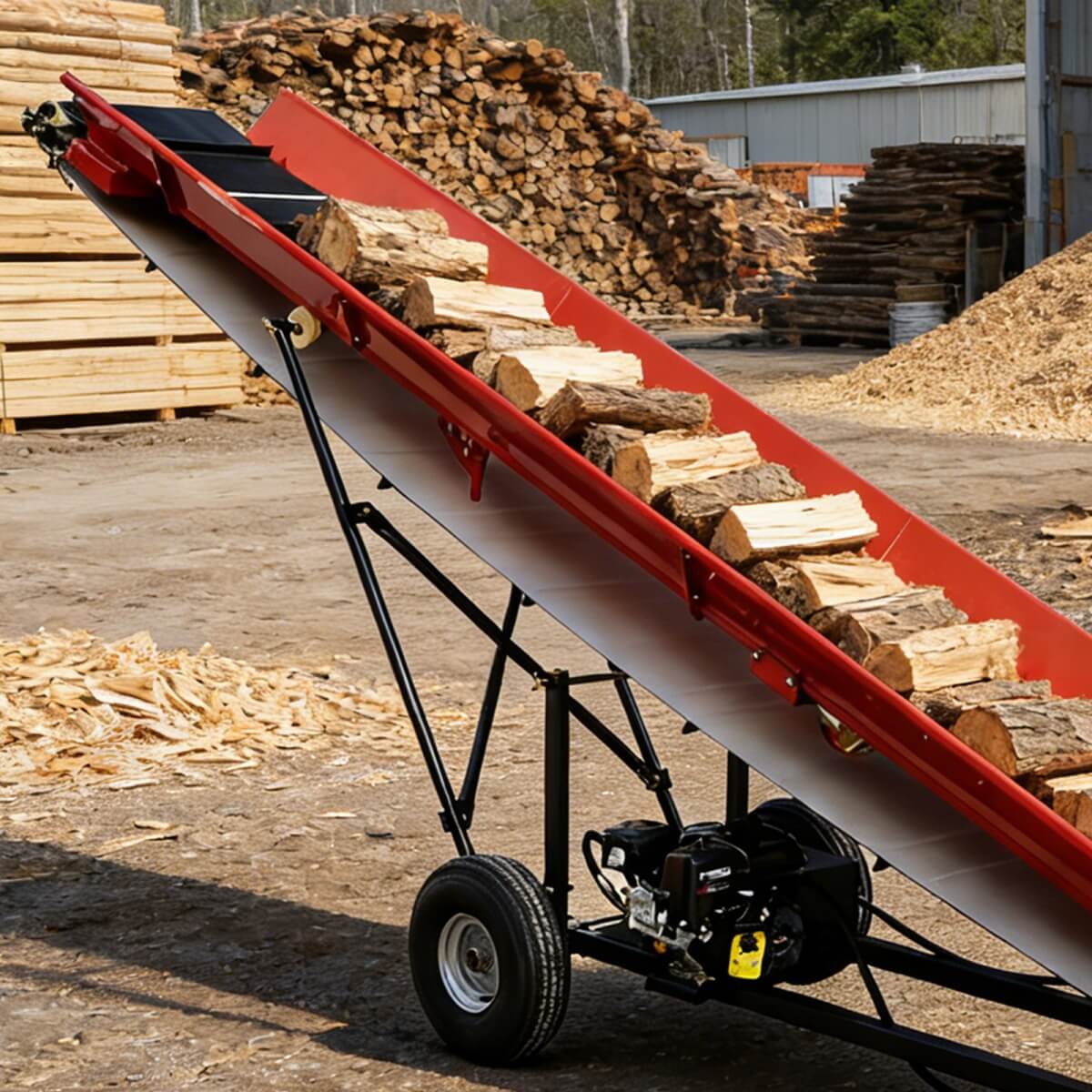 6.5HP Firewood Conveyor Max. 9.8ft Lift Height with B&S Engine and 19.5" PVC Belt