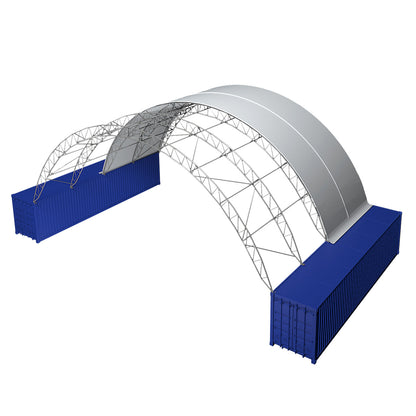 Fortified 60'x40'x22' Double Truss Container Canopy Shelter