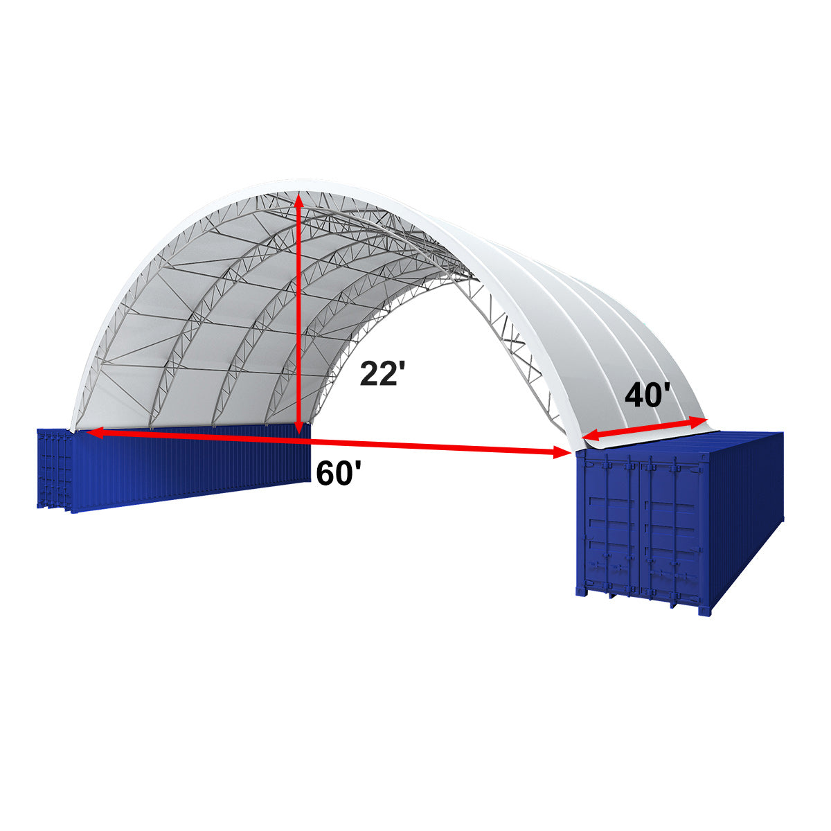 Fortified 60'x40'x22' Double Truss Container Canopy Shelter