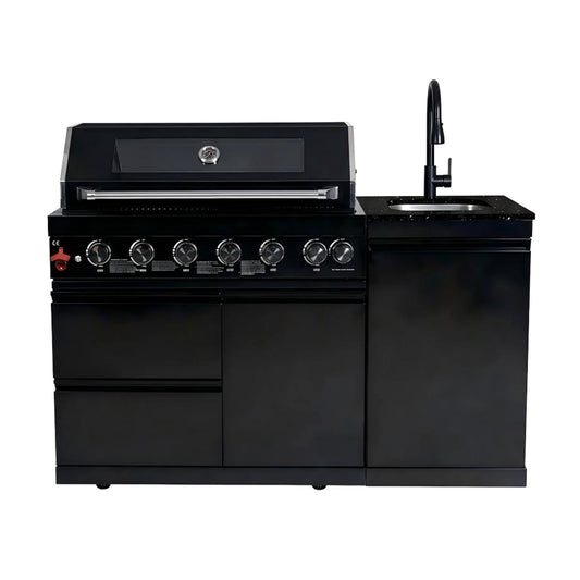 63" 6-Burner 85000 BTU Black Outdoor Kitchen Island Grill