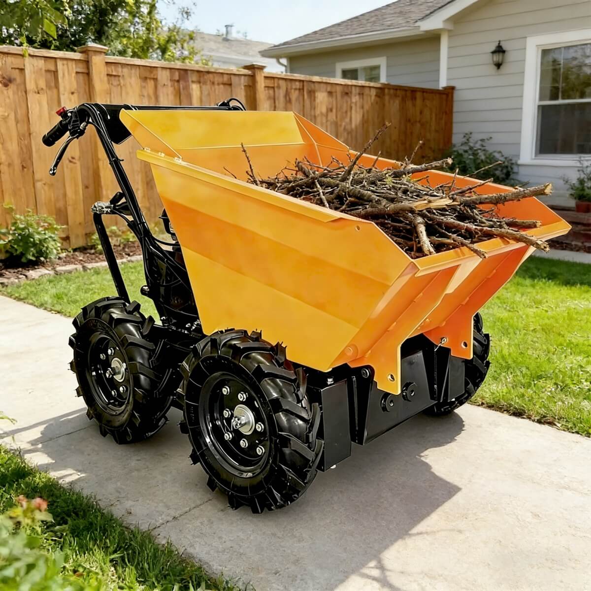 660lbs Capacity 6.5HP Gas Powered Wheelbarrow Cart 3F+1R Gearbox