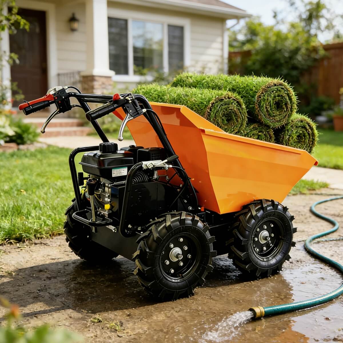 660lbs Capacity 6.5HP Gas Powered Wheelbarrow Cart 3F+1R Gearbox