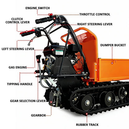 660lbs Capacity 6.5HP Gas Powered Track Mini Dumper