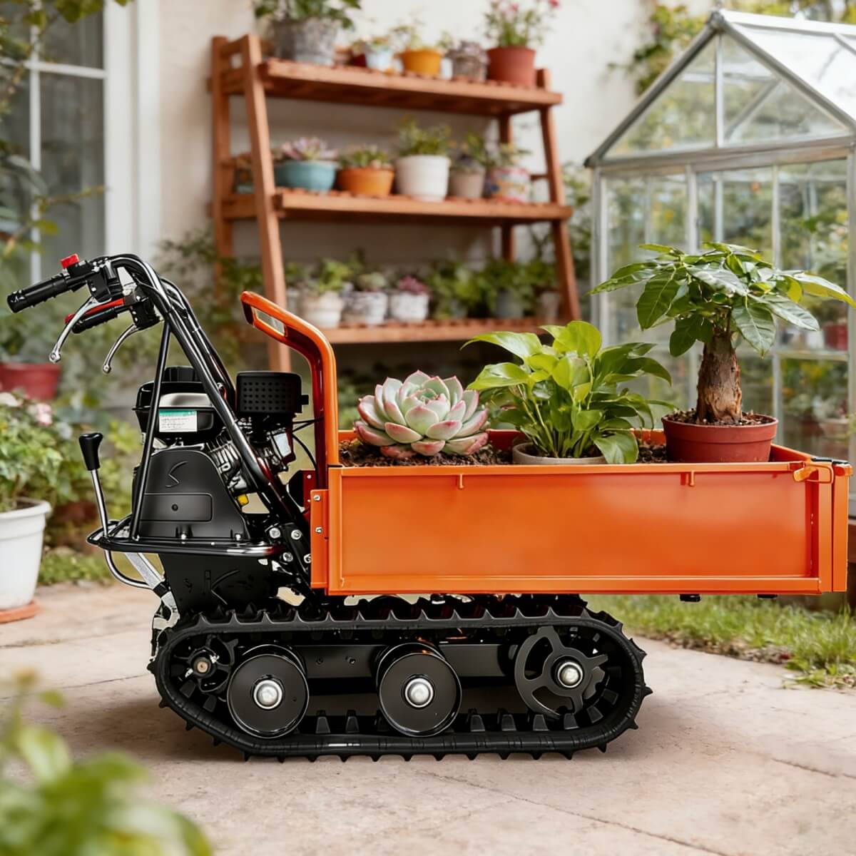 660lbs Capacity 6.5HP Gas Powered Track Mini Dumper with Convertible Sides