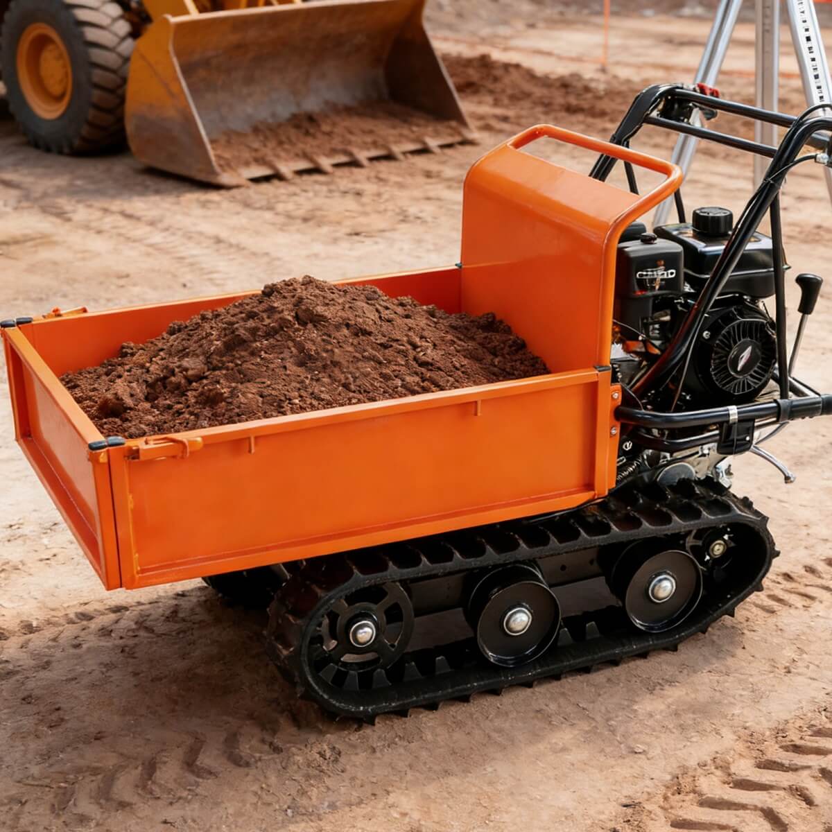 660lbs Capacity 6.5HP Gas Powered Track Mini Dumper with Convertible Sides
