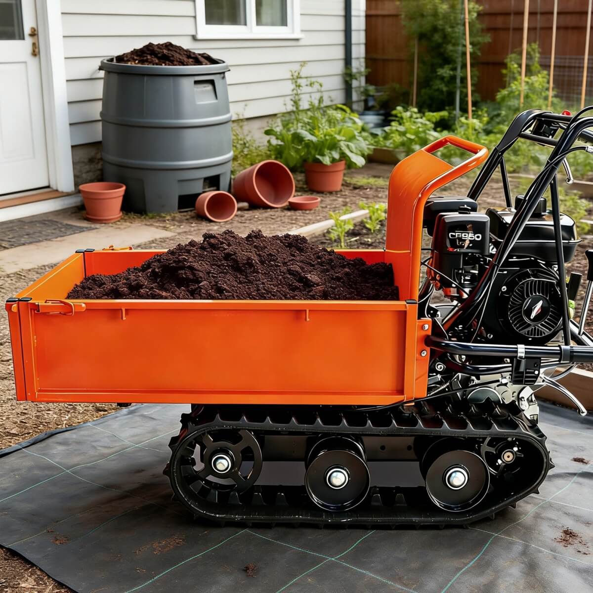 660lbs Capacity 6.5HP Gas Powered Track Mini Dumper with Convertible Sides