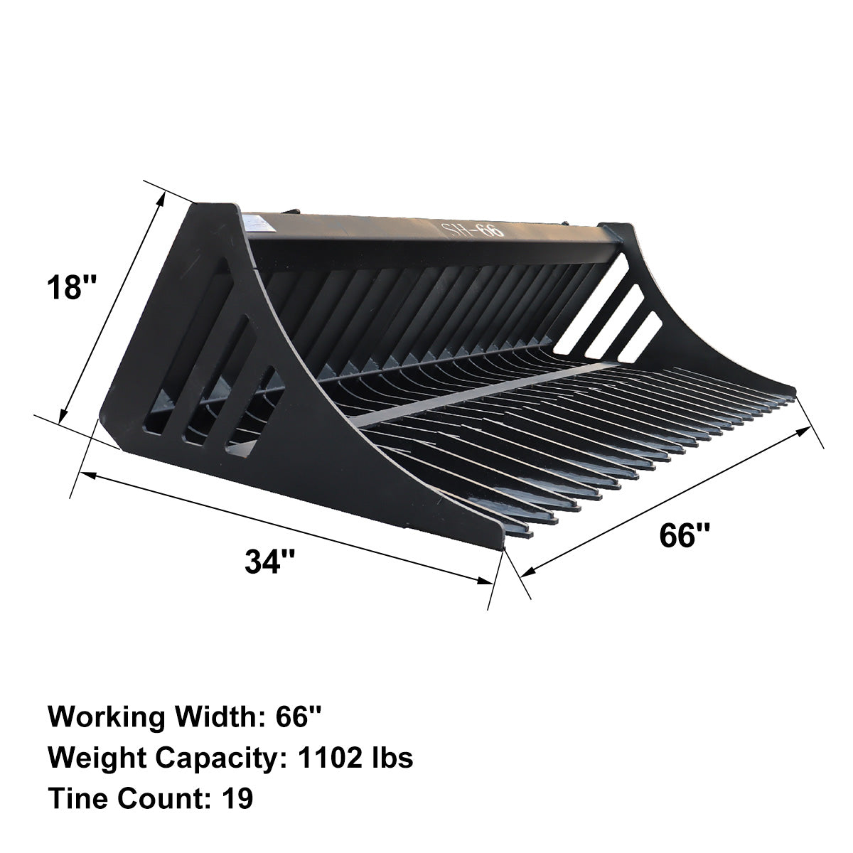 66" skid steer rock bucket