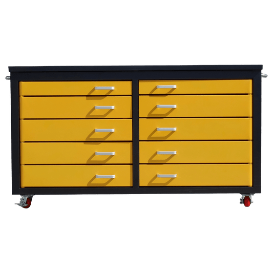 Chery Industrial 6ft Storage Cabinet with Workbench (10 Drawers)