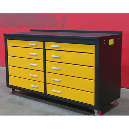 Chery Industrial 6ft Storage Cabinet with Workbench (10 Drawers)