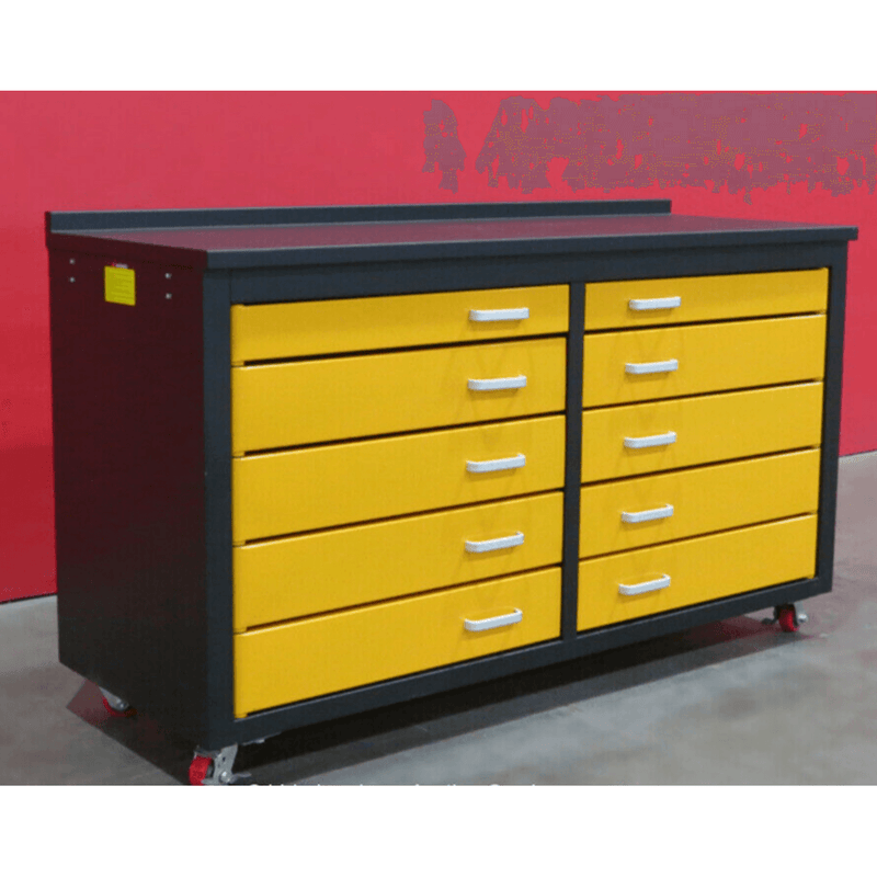 Chery Industrial 6ft Storage Cabinet with Workbench (10 Drawers)