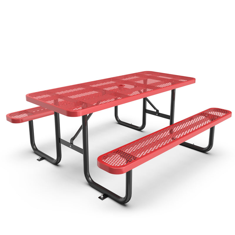 6ft Rectangle Picnic Table With Umbrella Hole